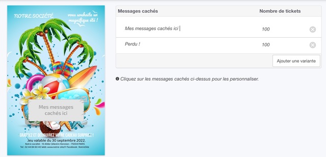Clique na área cinza para arranhar e liste suas mensagens ocultas e as quantidades a serem impressas para cada versão. As variantes são ilimitadas, aproveite! Clique na área cinza para arranhar e liste suas mensagens ocultas e as quantidades a serem impressas para cada versão. As variantes são ilimitadas, aproveite!